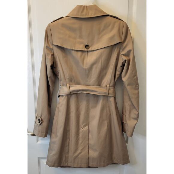 DKNY Classic Tan Trench Coat Women’s Size X-Small Belted Double-Breasted Lightwe - Picture 12 of 13